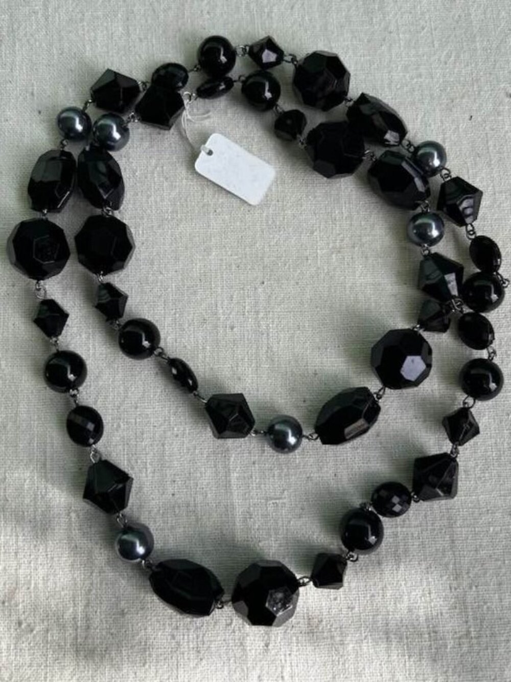 Long Beaded Black Necklace